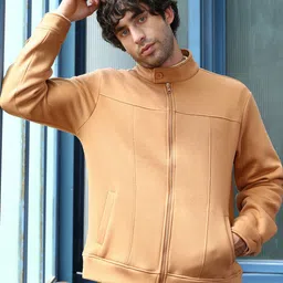 Campus Sutra Men Solid Stand Collar Lightweight Biker Jacket image 3
