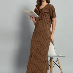 SEPHANI Women Everyday Printed Pure Cotton Maxi Nightdress-image-11