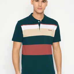 Duke Men Striped Polo Collar Cotton T-shirt-picture-17
