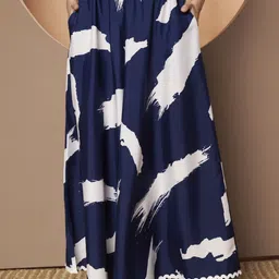 zwerlon Women Flared Blue, White Viscose Rayon Trousers image 4