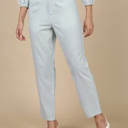 De Moza Women Regular Fit Mid-Rise Cotton Trouser-image-53
