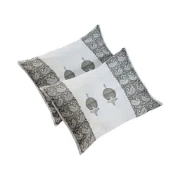 Alankaran designs White & Grey Ethnic Motifs 120 TC King Bedsheet with 2 Pillow Covers image 5