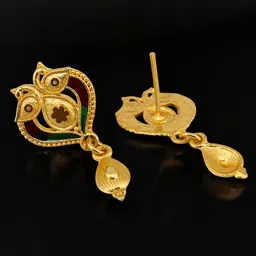 LUCKY JEWELLERY Gold Plated Meenakari Peacock Design Layered Jewellery Set image 5