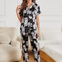 NIJANAND TEXTILE Graphic Printed Night suit-image-28