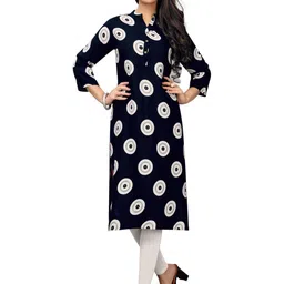 SAARAH Women Geometric Printed Indigo Kurta-image-0