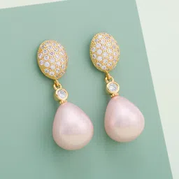 Kushal's Fashion Jewellery Gold-Plated Zircon Teardrop Shaped Drop Earrings-picture-20