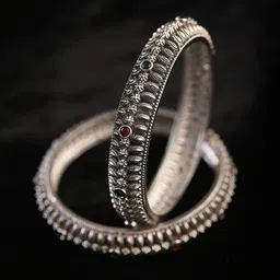 JAYPORE Set Of 2 Oxidised Stone-Studded Bangles image 2