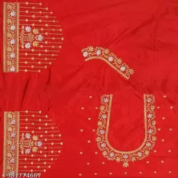 vraj fashion Unstitched Cotton Silk Blouse Material Embroidered image 1