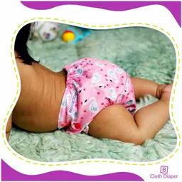 Bembika Reusable Cloth Diapers with 4 Layer Insert Swan Print - Pink image 4