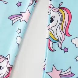 Kookie Kids Full Length Leggings Unicorn Print - Blue image 4