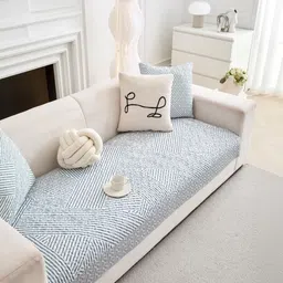 HOMETHREADS Grey & Blue Printed Sofa Cover-picture-39