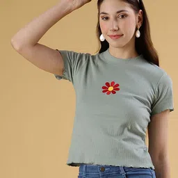 V-Mart Women Floral Printed Cotton T-shirt-image-46