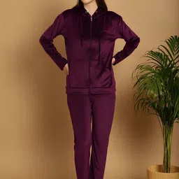 Valles365 by S.C. Women Solid Velvet Night suit-picture-17