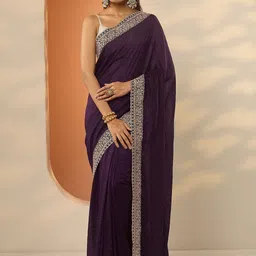 Libas Embellished Embroidered Silk Blend Heavy Work Saree image 4