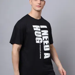 DOOR74 Men Typography Printed Drop-Shoulder Sleeves T-shirt image 5