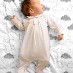 The White Cradle Pure Organic Cotton Printed Crib Sheet Pack Of 2 - White Grey image 5