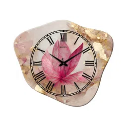 OLIVE TREE Beige & Pink Printed Wooden Contemporary Wall Clock image 4