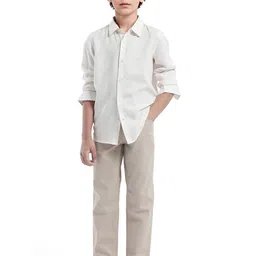 RARE ONES Boys Spread Collar Solid Linen Casual Shirt-image-6