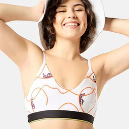 bummer Women Wirefree Non Padded Printed Bralette Full Coverage Bra with Adjustable Straps-image-27