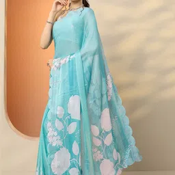Libas Floral Sequinned Pure Georgette Saree-picture-42