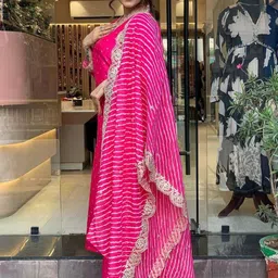 CaniBani Women Ethnic Motifs Printed Regular Gotta Patti Kurta with Trousers & With Dupatta image 2