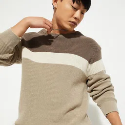 max Men Colourblocked Round Neck Cotton Cardigan-image-80