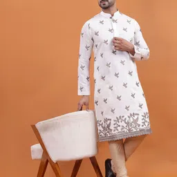 TABARD Ethnic Motifs Embroidered Mandarin Collar Thread Work Pure Cotton Straight Kurta-picture-29