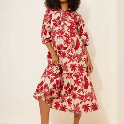 DressBerry Tropical Print Layered A-Line Midi Dress-picture-22