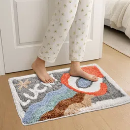 Myntra Elegant Homes Grey & White Abstract Anti-Skid Skin-Friendly Rectangular Doormat-picture-44