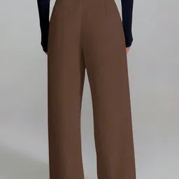 FNOCKS Women Relaxed Straight Leg High-Rise Pleated Parallel Trousers image 5