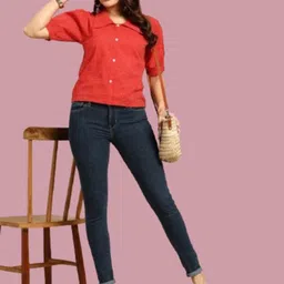 DressBerry Ribbed Cotton Shirt Style Top image 4