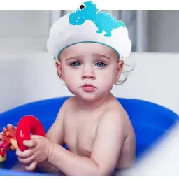 Baby Dino Shower Cap For Hair Wash with Adjustable Silicon Strap for Baby Kids-image-17