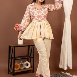 KIDAR Printed Shirt Collar Tunic With Trouser image 4