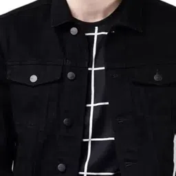 COMFITS Men Spread Collar Solid Cotton Denim Jacket image 3