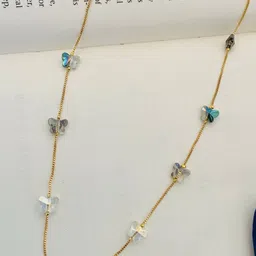 Anouk Women Blue & White Brass Gold-Plated Butterfly Charms Chain-image-48