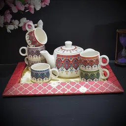 laxmi creation Pack of 1 Ceramic RAJSTHANI ART DESIHN KETTLE WITH CUP SET image 5