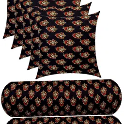 changers Combo Set of 5 Cushion And 2 Microfibre Floral Bolster Pack of 7-picture-12
