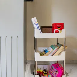 vm bond Multi-Purpose Plastic Storage Organizer 3-Tier Rack with Wheel Bathroom & Office Plastic Kitchen Trolley image 3