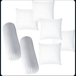 raccoon Microfibre Bolster Pack of 7 Stripes Combo Of 5 Cushion & 2-picture-13