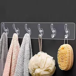 shrey Six in 1 Self Adhesive Wall Hooks, Heavy Duty Hooks for hanging (pack of 1)1.40 Regular Organizer image 3