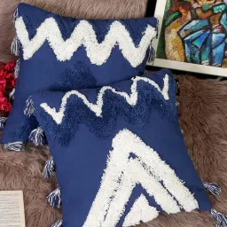 hosta homes Blue Woven Cotton 16 x 16 Inches Cushion Covers (Set of 2)-picture-12