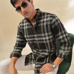 here&now Men Slim Fit Checkered Casual Shirt-picture-43