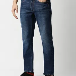 Basics Men Navy Blue Skinny Fit Low-Rise Light Fade Stretchable Jeans image 4
