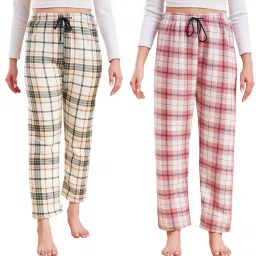 Secrets By ZeroKaata Assorted Printed Fleece Fur Lounge Pants For Women Multi-Color (Pack of 2)-picture-19