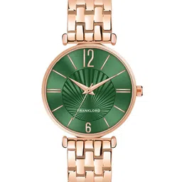 Franklord Women Brass Patterned Dial & Stainless Steel Straps Analogue Watch F-116 GNRL image 4