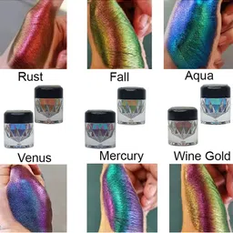 Veoni BELLE Set of 2 Multichrome Duochrome Eyeshadow Pigment 2g Each - Aqua & Fall image 2