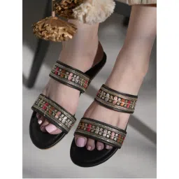 SCENTRA Nora Black Kolhapuri Flats-picture-1
