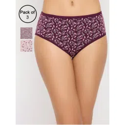 Clovia Cotton Mid Waist Printed Hipster Panty (Pack of 3)-image-29