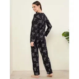 Sweet Dreams Womens Printed Nightsuit Black image 3