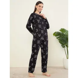 Sweet Dreams Womens Printed Nightsuit Black image 4